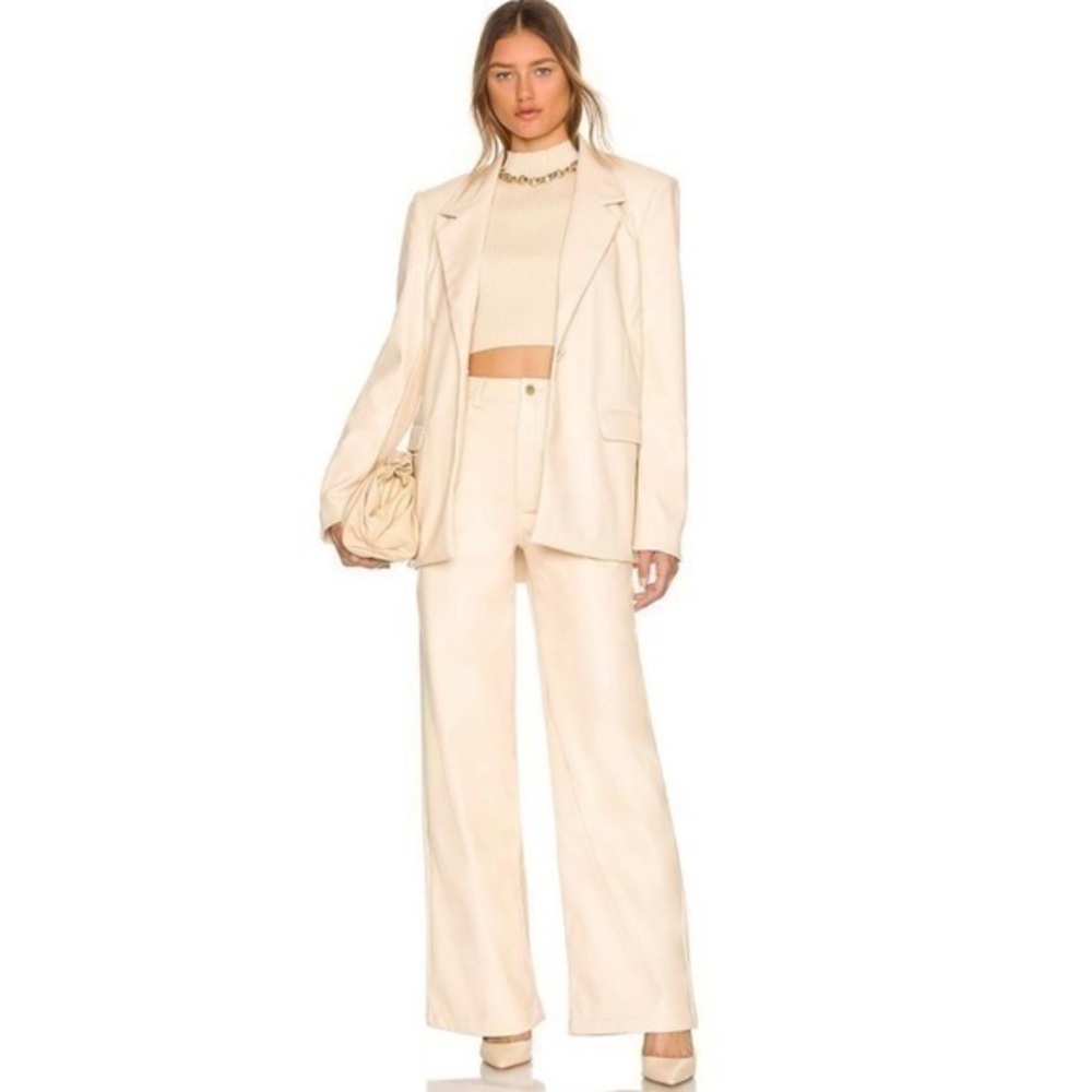WEWOREWHAT Vegan Leather High Rise Dad Jean in Ivory
